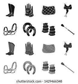Vector illustration of equipment and riding logo. Collection of equipment and competition stock symbol for web.