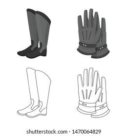 Vector illustration of equipment and riding logo. Collection of equipment and competition stock symbol for web.