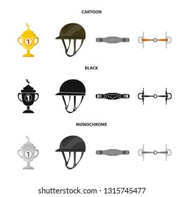 Vector illustration of equipment and riding sign. Set of equipment and competition stock vector illustration.