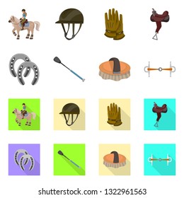 Vector illustration of equipment and riding sign. Set of equipment and competition stock vector illustration.