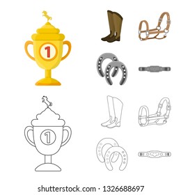 Vector illustration of equipment and riding sign. Set of equipment and competition stock symbol for web.