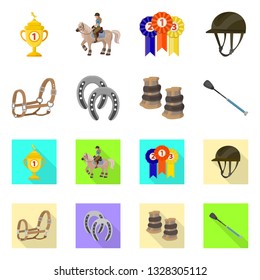 Vector illustration of equipment and riding sign. Collection of equipment and competition vector icon for stock.