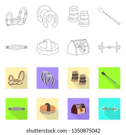 Vector illustration of equipment and riding sign. Set of equipment and competition stock symbol for web.