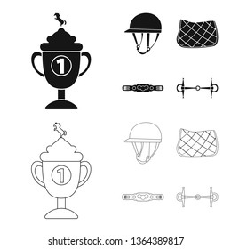 Vector illustration of equipment and riding sign. Set of equipment and competition stock vector illustration.