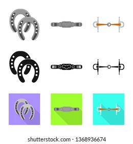 Vector illustration of equipment and riding sign. Set of equipment and competition vector icon for stock.