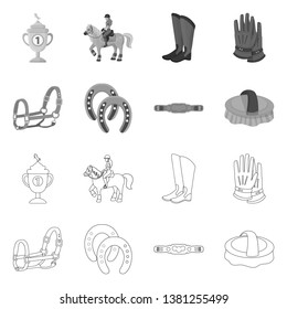 Vector illustration of equipment and riding sign. Collection of equipment and competition stock vector illustration.