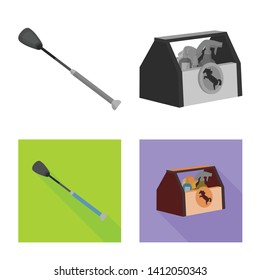 Vector illustration of equipment and riding sign. Set of equipment and competition vector icon for stock.