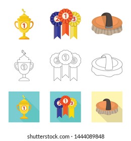 Vector illustration of equipment and riding sign. Set of equipment and competition stock symbol for web.