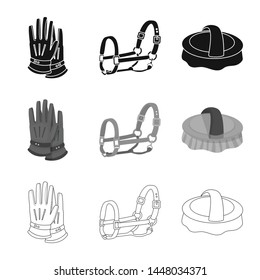 Vector illustration of equipment and riding sign. Collection of equipment and competition stock vector illustration.