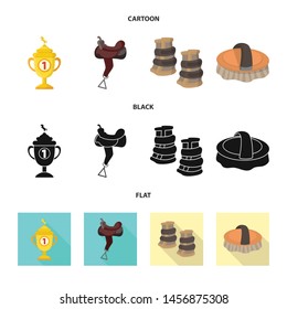 Vector illustration of equipment and riding sign. Set of equipment and competition stock vector illustration.