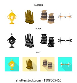 Vector illustration of equipment and riding symbol. Collection of equipment and competition vector icon for stock.