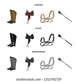 Vector illustration of equipment and riding symbol. Collection of equipment and competition stock vector illustration.