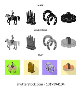Vector illustration of equipment and riding symbol. Collection of equipment and competition stock vector illustration.