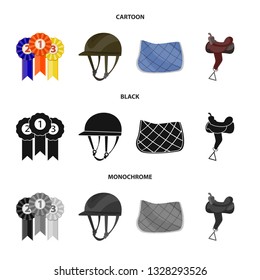 Vector illustration of equipment and riding symbol. Set of equipment and competition vector icon for stock.
