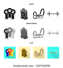 Vector illustration of equipment and riding symbol. Set of equipment and competition vector icon for stock.
