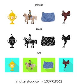 Vector illustration of equipment and riding symbol. Collection of equipment and competition stock vector illustration.