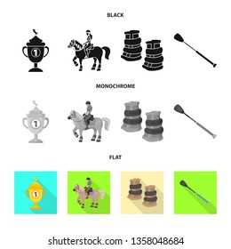 Vector illustration of equipment and riding symbol. Set of equipment and competition vector icon for stock.