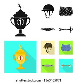 Vector illustration of equipment and riding symbol. Collection of equipment and competition stock vector illustration.