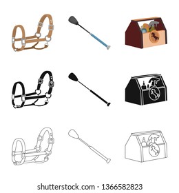 Vector illustration of equipment and riding symbol. Collection of equipment and competition stock symbol for web.