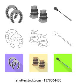 Vector illustration of equipment and riding symbol. Collection of equipment and competition stock symbol for web.