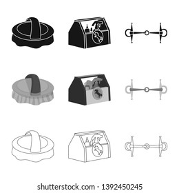 Vector illustration of equipment and riding symbol. Set of equipment and competition vector icon for stock.