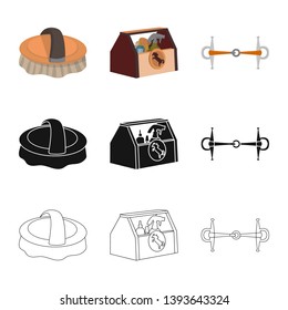 Vector illustration of equipment and riding symbol. Collection of equipment and competition stock symbol for web.