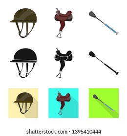 Vector illustration of equipment and riding symbol. Collection of equipment and competition stock vector illustration.