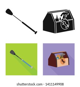 Vector illustration of equipment and riding symbol. Set of equipment and competition vector icon for stock.