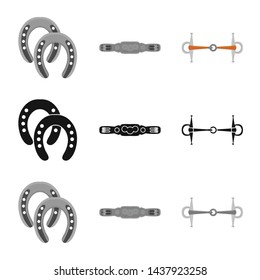 Vector illustration of equipment and riding symbol. Set of equipment and competition stock symbol for web.