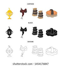 Vector illustration of equipment and riding symbol. Collection of equipment and competition stock vector illustration.