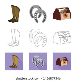 Vector illustration of equipment and riding symbol. Collection of equipment and competition stock symbol for web.