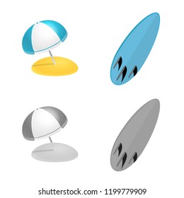 Vector illustration of equipment and swimming icon. Collection of equipment and activity stock vector illustration.