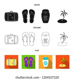 Vector illustration of equipment and swimming icon. Collection of equipment and activity vector icon for stock.