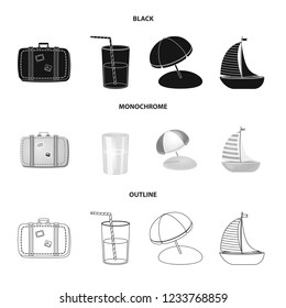 Vector illustration of equipment and swimming icon. Collection of equipment and activity stock symbol for web.