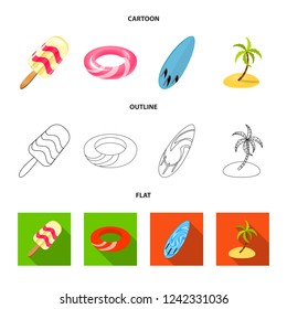 Vector illustration of equipment and swimming icon. Set of equipment and activity vector icon for stock.