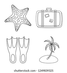 Vector illustration of equipment and swimming icon. Collection of equipment and activity vector icon for stock.