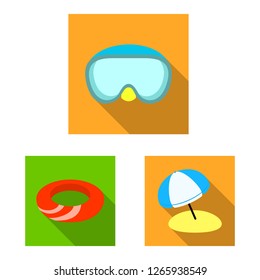 Vector illustration of equipment and swimming icon. Collection of equipment and activity stock vector illustration.