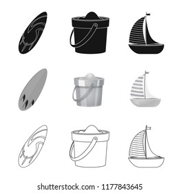 Vector illustration of equipment and swimming logo. Set of equipment and activity stock symbol for web.