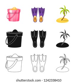 Vector illustration of equipment and swimming logo. Set of equipment and activity stock symbol for web.