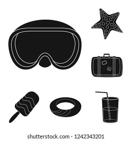 Vector illustration of equipment and swimming logo. Collection of equipment and activity vector icon for stock.