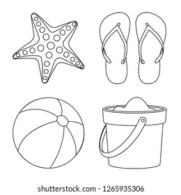 Vector illustration of equipment and swimming logo. Set of equipment and activity vector icon for stock.