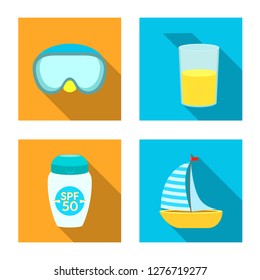 Vector illustration of equipment and swimming logo. Collection of equipment and activity stock vector illustration.