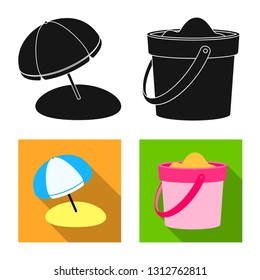 Vector illustration of equipment and swimming logo. Collection of equipment and activity stock symbol for web.