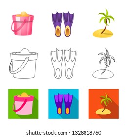 Vector illustration of equipment and swimming logo. Set of equipment and activity stock symbol for web.