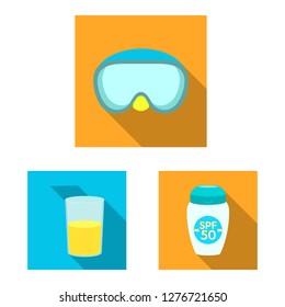 Vector illustration of equipment and swimming sign. Collection of equipment and activity vector icon for stock.