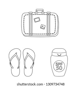 Vector illustration of equipment and swimming sign. Collection of equipment and activity stock symbol for web.