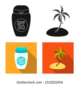 Vector illustration of equipment and swimming sign. Collection of equipment and activity vector icon for stock.