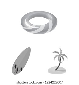 Vector illustration of equipment and swimming symbol. Collection of equipment and activity stock vector illustration.