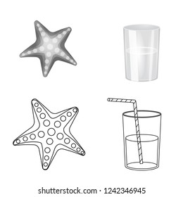 Vector illustration of equipment and swimming symbol. Collection of equipment and activity stock vector illustration.