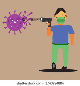 ilustración vectorial de la erradicación del virus de la corona